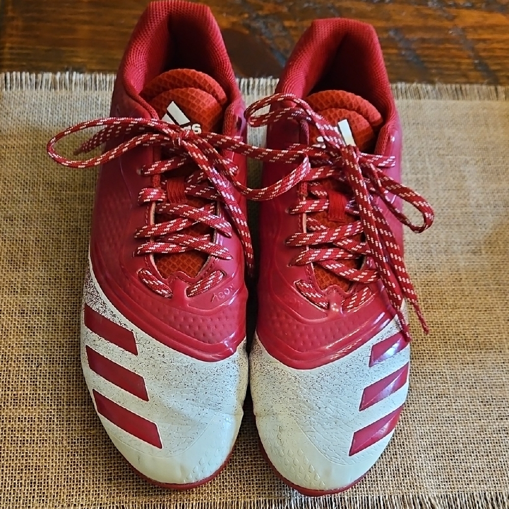 Adidas Red and White Cleats